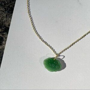 Pure Jade Journey Chinese Character Glass Lucky Pendant Necklace